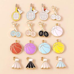 Dijes 10 Uds encantador esmalte deportes bádminton baloncesto voleibol para hacer joyería DIY pendientes hechos a mano collares colgantes