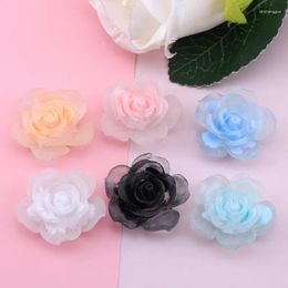 Bedels 10st Lichtgevende Rozen Ambachtelijke DIY Gemengde Kleurrijke Plaksteen Hars Roos Bloem Cabochon Versiering 29mm Grote 3D Camellia Accessoires