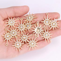 Dijes 10 Uds. Colgante de flores de sol de circón exquisito de lujo para mujer collar de Metal de alta calidad regalos de joyería para boda DIY