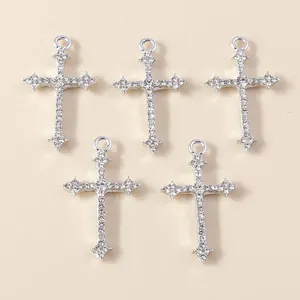 Breloques 10 pièces de luxe couleur argent croix pour la fabrication de bijoux gothique punk hip hop jésus crucifix pendentif collier porte-clés bricolage artisanat