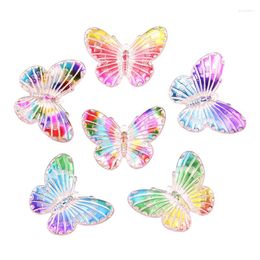 Breloques 10 pièces mélange de couleurs 30 40MM résine dégradé papillon pendentif Animal pour femme filles dessin animé bijoux boucles d'oreilles bricolage