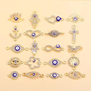 Charms 10 Stuks Mix Crystal Turks Blauwe Boze Oog Vergulde Zirkoon Hangers Connector Voor Ketting Armband DIY Sieraden Meubi