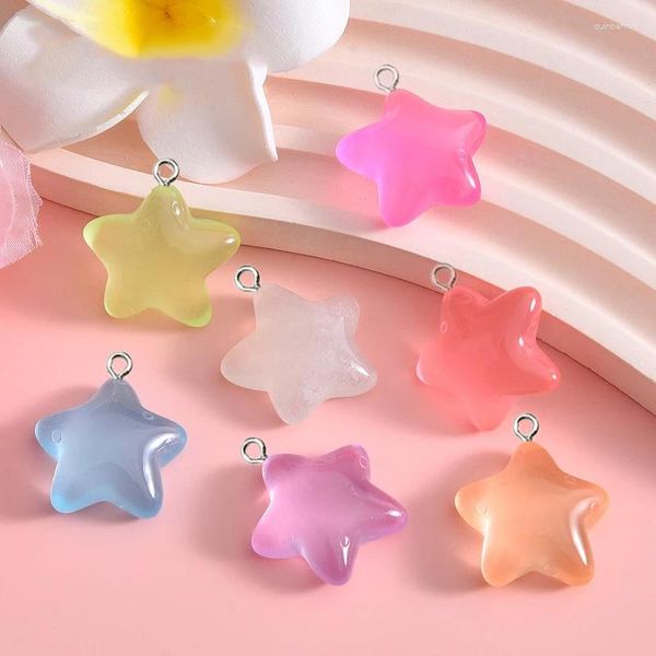 Charmes 10pcs mignonnes mignonnes pendants étoiles en résine lumineuse étoiles bricolages Boucles d'oreilles pour la fabrication de bijoux