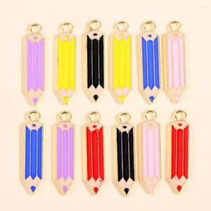 Dijes 10 Uds. De abalorios de lápiz esmaltados multicolores para hacer joyas, bonitos pendientes, colgantes, pulseras, collares, accesorios Diy, suministros