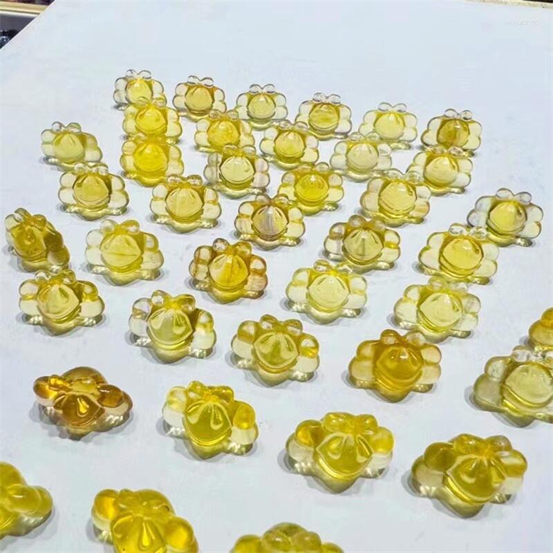 Charmos 10pcs Fluorite Natural Abelhar escultura de pedra mineral amarelo Cristal de cristal cura Quartz Reiki Lucky fofo Festival Presente 17mm