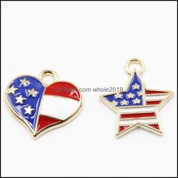 Charms 10 stcs/pack 1516mm Amerikaanse vlag status hart liefde email metaal hanger fit ketting armband Desy sieraden accessoire drop leveren ot9q4