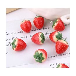 Charms 10 stcs/pack Big en kleine 3D stberry fruit hars hanger oorrang diy mode sieraden accessoires drop levering bevindingen compone dh9vn