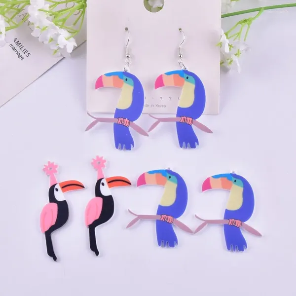 Charmes 10 pcs/pack Mode Perroquet Oiseau Animal Acrylique Pour Femmes Boucle D'oreille Collier Bijoux DIY Fabrication