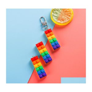 Charms 10 Unids Rainbow Building Block Toy Brick Resin Colgante Para Pendiente Llavero Diy Decoración Accesorios de Joyería de Moda Drop Del Dh7Ao