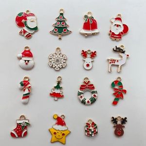 Charms 10 stcs Random Mix Christmas Series Ela met gladrempel Sneeuwvlok Geschenkdoos Kersthanger voor DIY Handgemaakte sieraden Accessorie