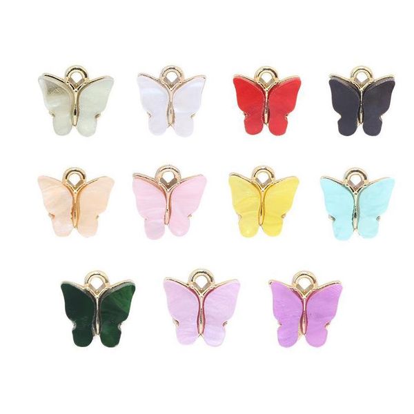 Breloques 10 pièces résine Animal papillon pour la fabrication de bijoux pendentifs colliers boucles d'oreilles mignonnes Bracelet à bricoler soi-même accessoires faits à la maincharm Dhizn