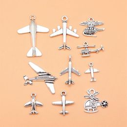 Charms 10 stks/set Vliegtuigen Helikopter Voor Sieraden Maken Hanger Diy Ambachten Accessoires L10189