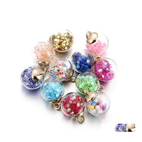 Charms 10pcs / ensemble exquis transparent cristal creux boule de verre pendentif pour bricolage boucle d'oreille accessoires bijoux résultats faisant Dr Otd1K