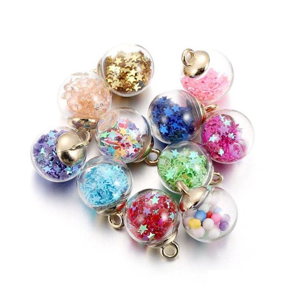 Breloques 10 pièces/ensemble exquis cristal Transparent creux boule de verre perle pendentif pour bricolage boucle d'oreille accessoires résultats de bijoux faisant goutte livraison