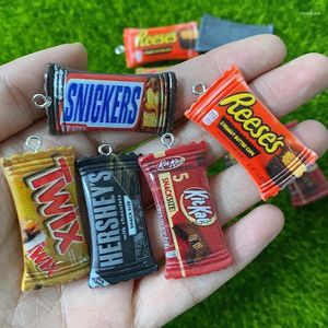 Charms 10 stcs Simulatie Chocolade Candy Resin Funny Miniature Snack Crafts Diy Earring Keychain Hangers sieraden Make