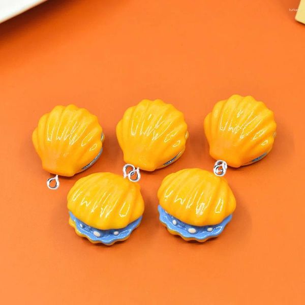 Breloques 10 pièces, pendentif en résine bouffante de coquille de simulation pour la fabrication de bijoux, boucles d'oreilles, collier, porte-clés, bricolage, accessoires de maison de poupée