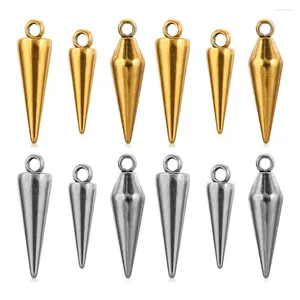 Breloques en forme de cône en acier inoxydable, 10 pièces, pendentifs rétro, perles de pointe, boucle d'oreille, cerceau pour femmes, fournitures de fabrication de bijoux en vrac