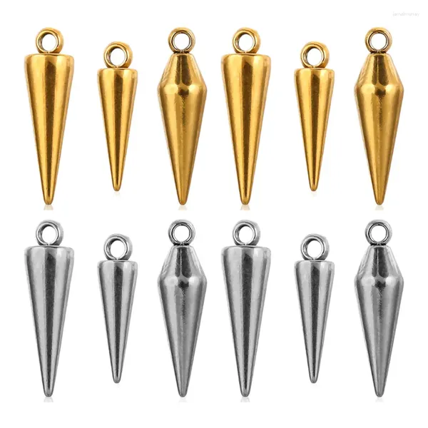 Breloques en forme de cône en acier inoxydable, 10 pièces, pendentifs rétro, perles de pointe, boucle d'oreille, cerceau pour femmes, fournitures de fabrication de bijoux en vrac
