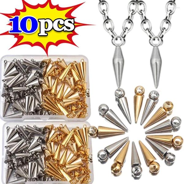 Charms 10pcs Perles de pointes rétro en acier en acier