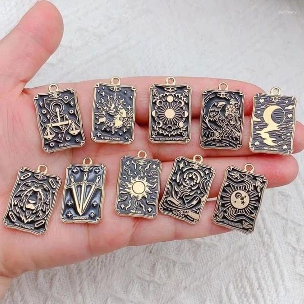 Charmes 10 pièces soleil lune Animal Tarot charme pour la fabrication de bijoux émail collier pendentif fournitures de travaux manuels Bracelet téléphone artisanat accessoires