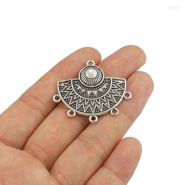 Charmes 10 pièces Tibétain Argent Ethnique Tribal Bohême Boho Connecteur Pendentifs Pour Collier Fabrication De Bijoux Résultats 31.5x35mm