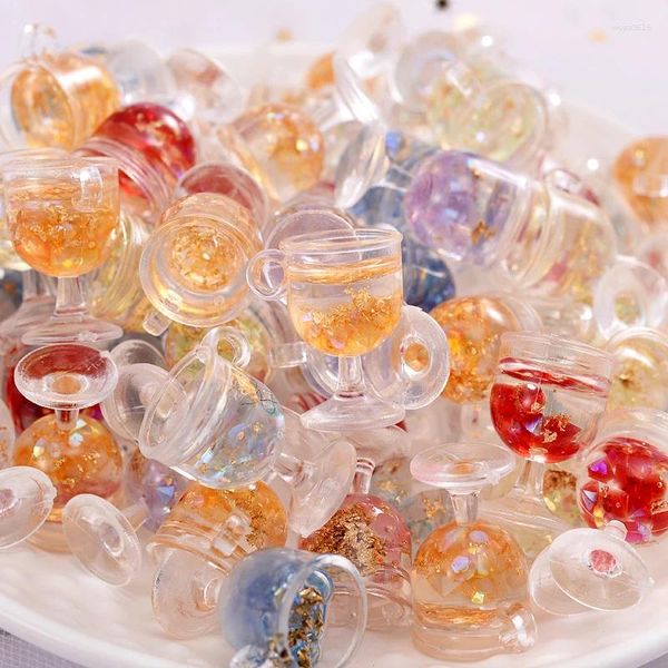 Breloques en forme de pentagramme de fruits transparents, 10 pièces, verre à vin, tasse en résine, pendentif pour la fabrication de bijoux, accessoires de bricolage