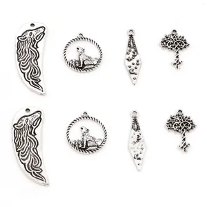 Charmes 10 pièces Vintage Antique couleur argent loup arbre pendentifs en métal bracelet à bricoler soi-même collier femmes hommes fête bijoux faisant des résultats