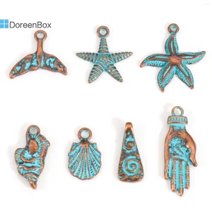 Charmes 10 pièces Vintage patine Antique Bronze bleu étoile coquille métal pendentifs bracelets à faire soi-même collier femmes fête bijoux résultats