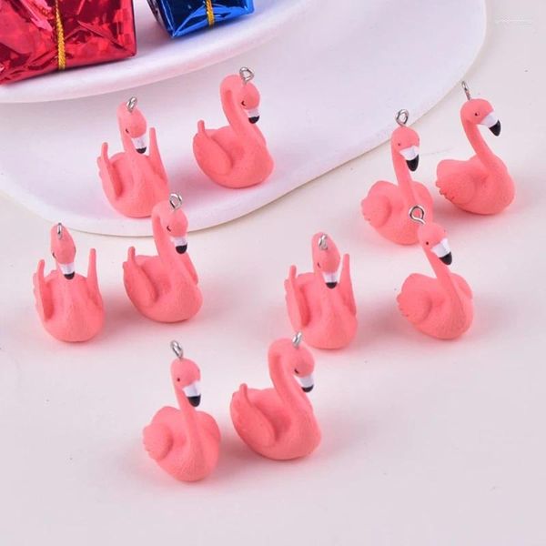 Charms 10pcs Y2K 3D Flamingo Resina Pendientes de pendientes para joyas de bricolaje haciendo accesorios de decoración del teléfono