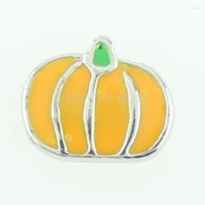 Charmes 10pcs Gift Halloween Yellow Pumpkin Floating Living Glass Memory Verket Jewelry