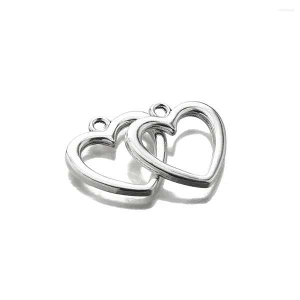 Encantos 10 Uds aleación de Zinc amor bisel abierto corazón marco hueco colgantes para collares Diy pendientes suministros de joyería