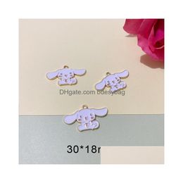 Charms 10Psc Colgante de esmalte de dibujos animados Cute Cream Dog Charm Metal Diy Pulsera Pendientes Accesorios de joyería Charms Drop Delivery 2 Dh9Wu