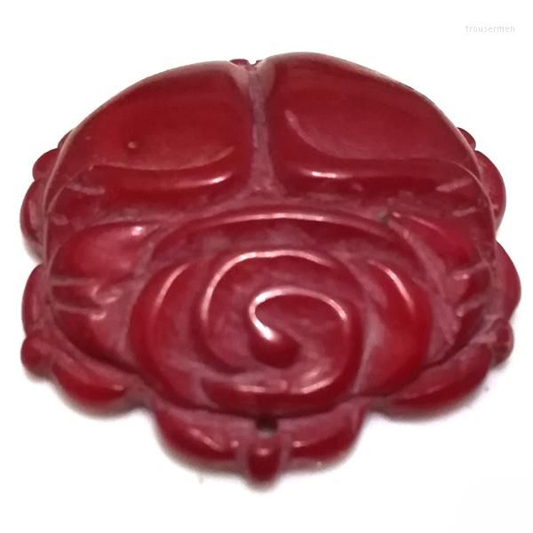 Charms 10x30mm Fleur Rouge Pendentif Corail Naturel Sculpté À La Main