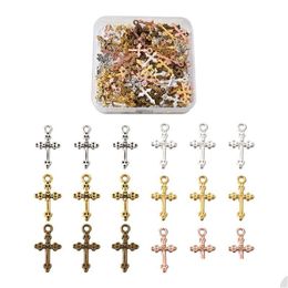 Charms 120 stcs/doos sieraden legering hangers cadmium lood kruis gemengd 6 kleuren 20 stcs/colorcharms drop levering 202 dhhqv