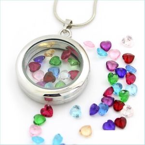 Charms 120pcs/Lot Groothandel Romantisch hart Colorf Geboortesteen drijvende medela's Fit glas