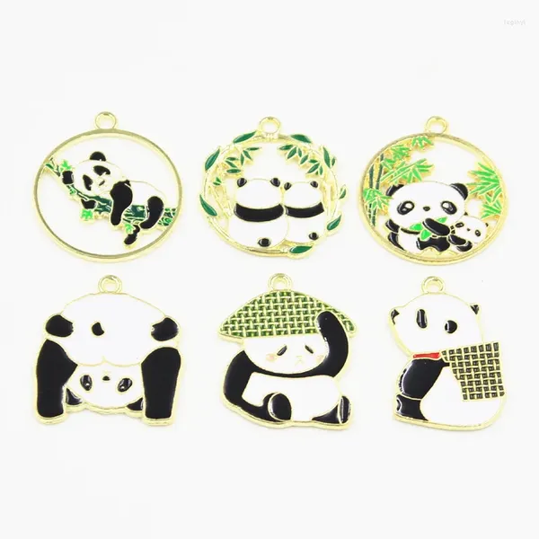 Encantos 12 Uds Panda Animal con colgantes de Color dorado de bambú manualidades DIY haciendo hallazgos joyería de moda hecha a mano