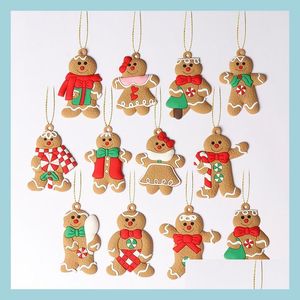 Charms 12 pièces noël mignon bonhomme de pain d'épice Biscuit pendentif breloques boissons bijoux accessoires bricolage boucles d'oreilles drôles résultats en vente D Dhygx