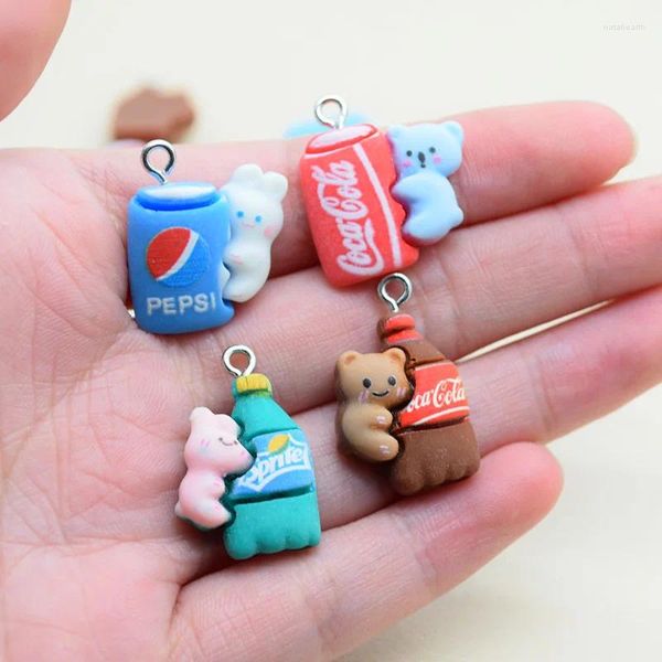 Brecelets 12 pièces Kawaii Animal câlin boisson résine dessin animé boucle d'oreille Brecelet pendentif fourniture bricolage mignon bijoux faire