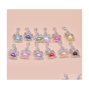 Charms 12pcs/Lot Accessoires Handgemaakte Colorf Charm Glass Angel Wings Diy Pendant voor sieraden maken 24197 Drop Delivery Bevindingen comp Dhtvh