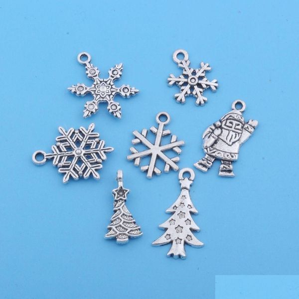 Charms 140 pièces mélange arbre de noël flocons de neige père noël charmes pour la fabrication de bijoux Bracelet collier artisanat bricolage résultats bijoux bijoux Dhv3Q