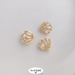 Breloques en or 14 carats, rétention de couleur, Zircon intégré, pendentif intelligent en forme de coquille, boucle d'oreille en forme de pétoncle, bricolage