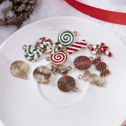 Dijes 14 Uds decoración de árbol de Navidad piruletas de bastón de caramelo colgantes rojos y blancos decoración del hogar regalos de año