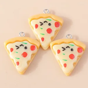 Breloques 15 pièces mignon résine Triangle Pizza nourriture bricolage Kawaii dessin animé aliments porte-clés boucle d'oreille pendentifs femmes bijoux faisant des accessoires