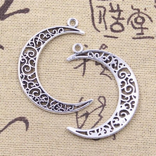 Dijes 15 Uds Luna hueca 41x38mm colgantes de Color plata antigua manualidades DIY haciendo hallazgos joyería tibetana hecha a mano