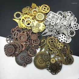 Breloques 15 pièces Vintage en alliage de zinc en métal mélangé deux pendentifs d'horloge Steampunk pour la fabrication de bijoux à bricoler soi-même