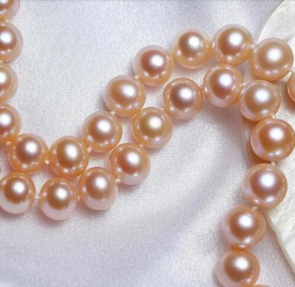 Breloques 18 pouces AAAA japon Akoya 910mm collier de perles roses fermoir en or 14 carats 231010