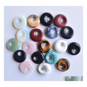 Charms 18 mm geassorteerde natuursteen kristallen Gogo donut rozenkwarts hangers kralen voor sieraden maken groothandel drop levering vinden dh0nx