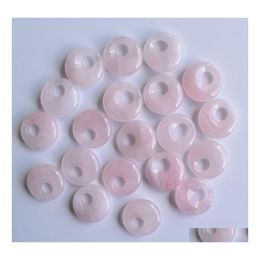 Charms 18 mm natuursteen kristallen gogo donut rose kwarts hangers kralen voor sieraden maken groothandel drop levering bevindingen componen dh3t4