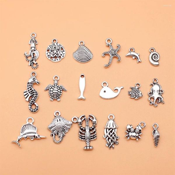Breloques 18 pièces/ensemble animaux marins poulpe méduse crabe pour la fabrication de bijoux pendentif bricolage artisanat accessoires L10319