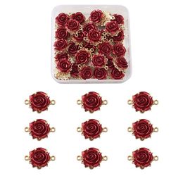 Charms 1Box 3D Rose Flower Rack Placage Alliage Pendentifs Liens Connecteurs pour la Saint Valentin Bracelet Collier Fabrication de Bijoux 230320